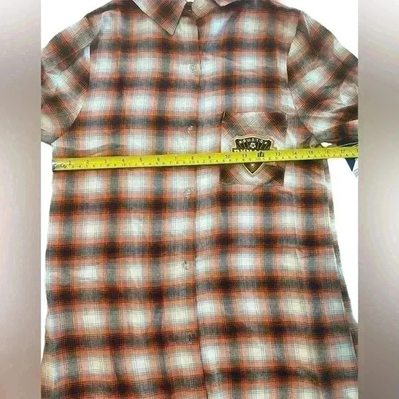 Houston Dynamo Soccer  Button Down  Plaid Shirt Women Size S New - Picture 5 of 8